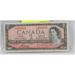 1954 SHORT RUN LG PREFIX $2 BILL