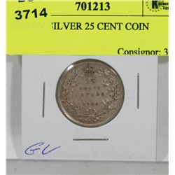 1936 GV SILVER 25 CENT COIN