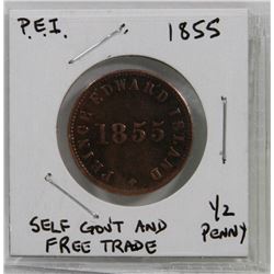 P.E.I.  1855 HALF PENNY COIN.