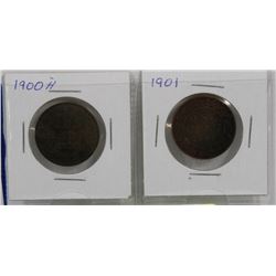 1900, 1901 QUEEN VICTORIA LARGE PENNIES