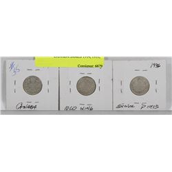 LOT OF 3 CANADA DIMES 1914, 1933, 1936