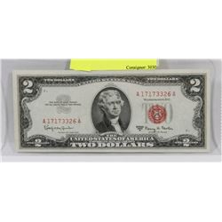 1953A USA RED SEAL $2 BILL