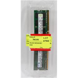 TWO - 4GB RAM MEMORY CHIPS FOR LAPTOPS AND