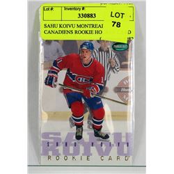 SAHU KOIVU MONTREAL CANADIENS ROOKIE HOCKEY CARD