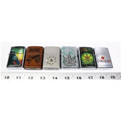 BAG OF 6 WORKING ZIPPOS & ZIPPO STYLE LIGHTERS