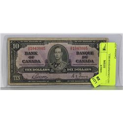 1937 CANADIAN $10.00 BILL.