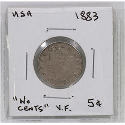 USA LIBERTY HEAD 1883 FIVE CENT COIN.