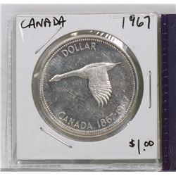 CANADIAN 1967 CENTENNIAL SILVER DOLLAR COIN.