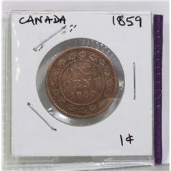 CANADIAN 1859 LARGE ONE CENT COIN.