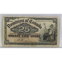 1900 DOMINION OF CANADA 25 CENT BILL