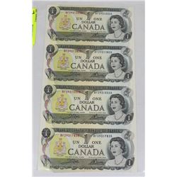 UNCUT SHEET OF 4 UNC 1973 CANADIAN DOLLAR