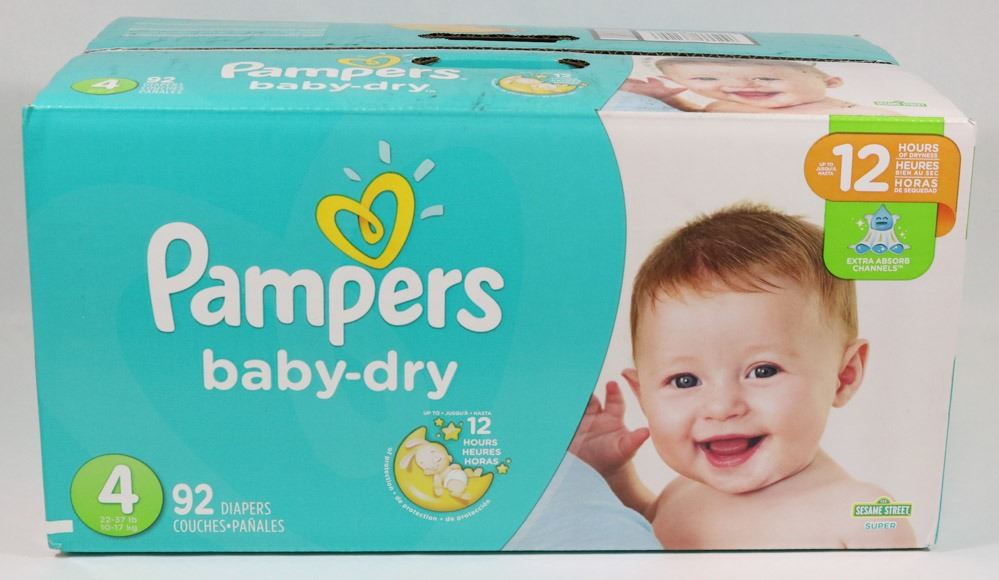 BOX OF 92 PAMPERS BABY DRY SIZE 4 DIAPERS