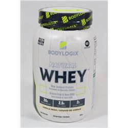 BODYLOGIX 840G VANILLA BEAN NATURAL WHEY POWDER.
