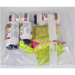 BAG OF ASSORTED INCL VITAMINS & BODY WASH.