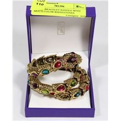 SNAKE BRACELET BANGLE WITH MULTI COLOR RHINESTONES