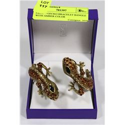 LIZARD GECKO BRACELET BANGLE WITH AMBER COLOR