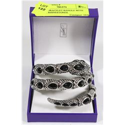 SNAKE BRACELET BANGLE WITH BLACK RHINESTONES