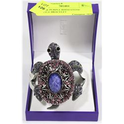 LARGE PURPLE RHINESTONE TURTLE BRACELET