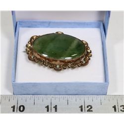 VINTAGE ESTATE BROACH W/ LARGE GREEN STONE