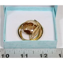 VINTAGE ESTATE BROACH W/ BROWN DECORATIVE STONE