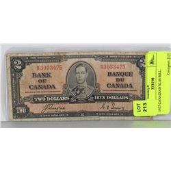 1937 CANADIAN $2.00 BILL.