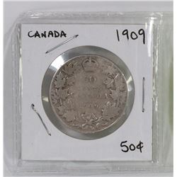 CANADIAN SILVER FIFTY CENT COIN 1909