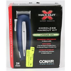 CONAIR 24PC MAX CUT CORDLESS HAIR CUT KIT.