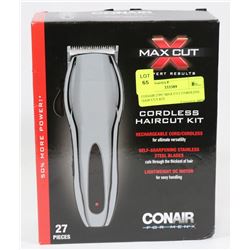 CONAIR 27PC MAX CUT CORDLESS HAIR CUT KIT.