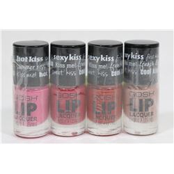 4 BOTTLES OF GOSH LIP LACQUER VARIOUS COLOURS