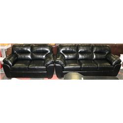 NEW BLACK LEATHERETTE 89" SOFA WITH 66" LOVESEAT