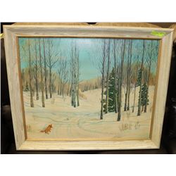 FRAMED CANVAS PICTURE WINTERY FOREST.