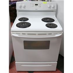 KENMORE WHITE STOVE. 30"X25"X37".