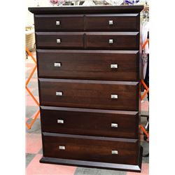 DARK WOOD DRESSER W/6 EASY-ROLL