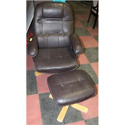BROWN LEATHER DUAL SWIVEL/RECLINER