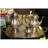 Image 1 : 4 PIECE SILVERPLATED SERVING TRAY, POTS AND MORE