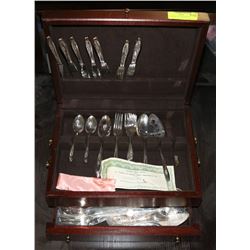 SILVER UTENSIL SET IN 2 DRAWER BOX.