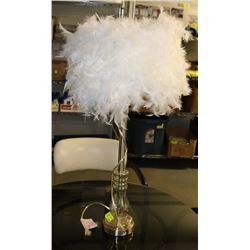 FEATHER SHADE METAL AND GLASS LAMP