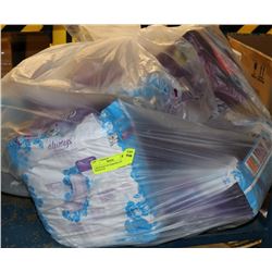 LARGE BAG OF FEMININE HYGIENE PRODUCTS.