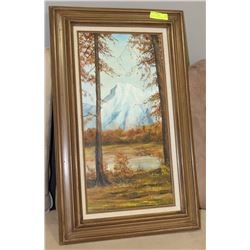 OIL PAINTING MOUNTAIN SCENE 19" X 31"