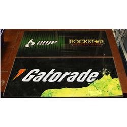 LOT OF 2 MANCAVE SIGNS - GATORADE & ROCKSTAR,