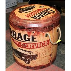 NEW  LARGE “GARAGE FULL SERVICE”  STORAGE STOOL