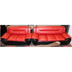 NEW RED AND BLACK LEATHERETTE