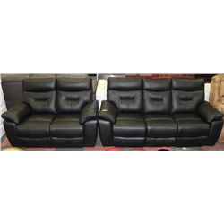 NEW BLACK GENUINE LEATHER RECLINING
