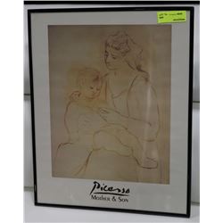MOTHER AND SON FRAMED PICTURE BY PICASSO