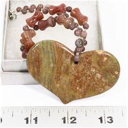 STONE BEADED HEART NECKLACE