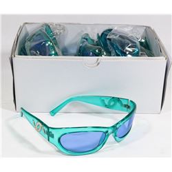 CASE OF DESIGNER AQUA GREEN SUNGLASSES.