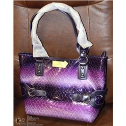 NEW LARGE PURPLE SNAKESKIN STYLE HANDBAG