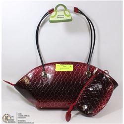 RED SNAKESKIN STYLE 2IN1 HANDBAG