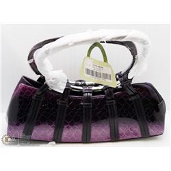 NEW PURPLE SNAKESKIN STYLE METAL RING PURSE