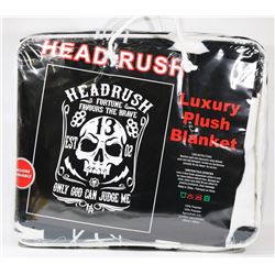 NEW! "HEADRUSH" LUXURY PLUSH BLANKET (QUEEN)